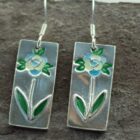 Blue flower earrings