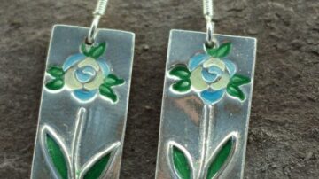 Blue flower earrings