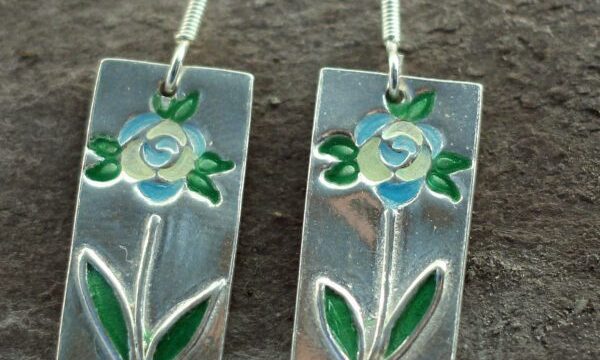 Blue flower earrings