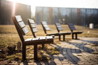benches in front of flats