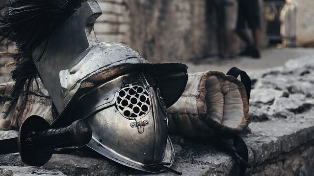 jousting helmet and glove