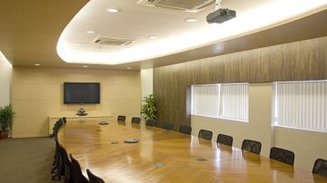 Empty boardroom table