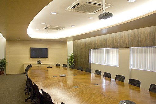 Empty boardroom table