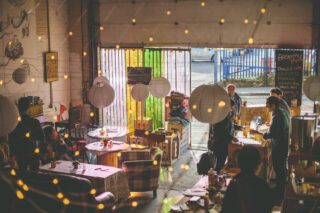 Warm scene of people at Foodhall