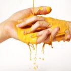 hands covered in paint