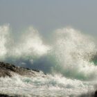 Waves breaking on rocks