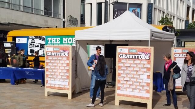 Stall featuring the wall of gratitude