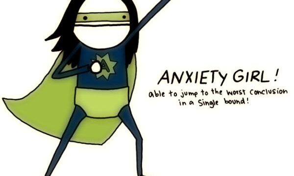 cartoon drawing of 'anxiety girl'