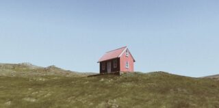 Red house on a hill
