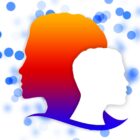 two faces with abstract background