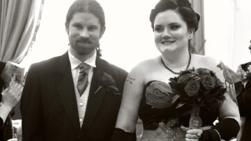 James and his wife on their wedding day