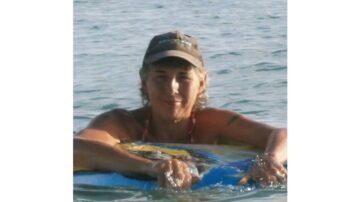 Trish floating in the sea