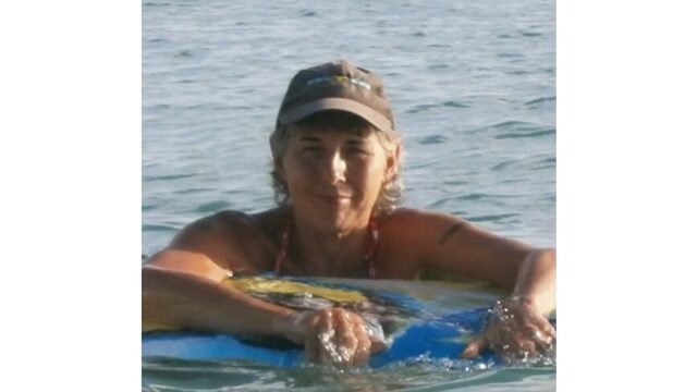 Trish floating in the sea
