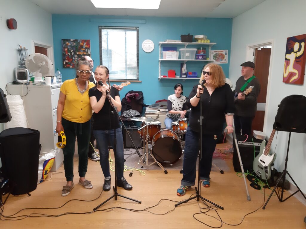 The band playing