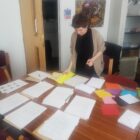 Jo making art packs