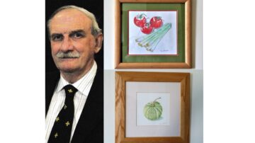 Nev with some of his artwork