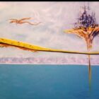painting of a dragon flying through the sky