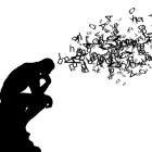 silhouette of a thoughtful figure with letter cloud