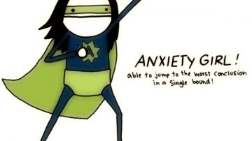 cartoon drawing of 'anxiety girl'