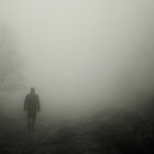 Silhouette of a figure in the fog