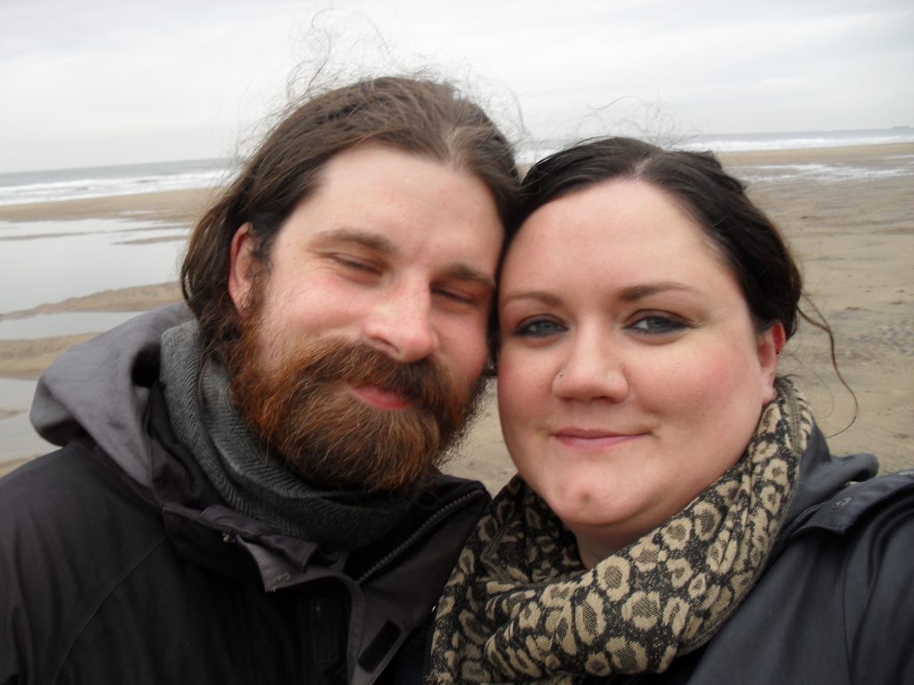 My husband and I on the beach in Whitby