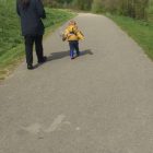 Ruth's husband and son on a walk